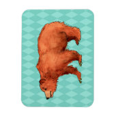 Magnet Flexible Ours grizzli sur motif diamant turquoise (Vertical)