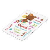 Magnet Flexible Ours mignon & Fleurs Bébé Fille Enregistrement de  (Côté Gauche)