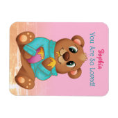 Magnet Flexible Ours mignon mangeant du miel, nom de l'enfant/mess (Horizontal)
