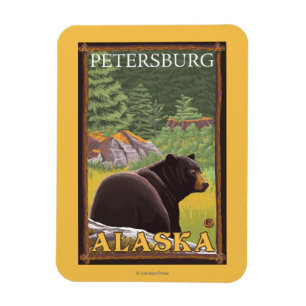 Magnet Flexible Ours noir dans la forêt - Pétersbourg, Alaska