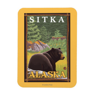 Magnet Flexible Ours noir dans la forêt - Sitka, Alaska