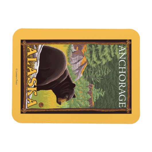 Magnet Flexible Ours noir en forêt - Anchorage, Alaska (Horizontal)