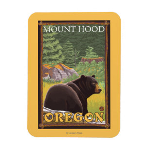 Magnet Flexible Ours noir en forêt - Mont Hood, Oregon