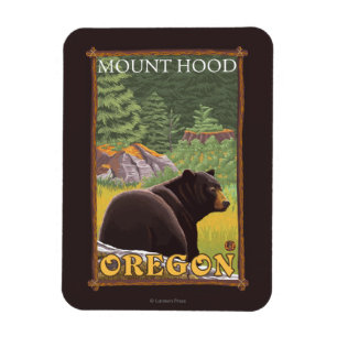 Magnet Flexible Ours noir en forêt - Mont Hood, Oregon