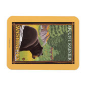 Magnet Flexible Ours noir en forêt - Mount Rainier, Washington (Horizontal)