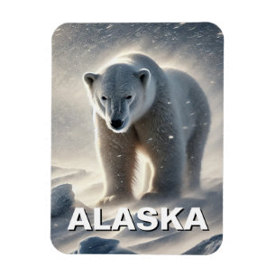Magnet Flexible Ours polaire de l'Alaska tempête de neige