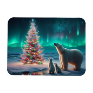 Magnet Flexible Ours Polaire Maman Cubs Arbre de Noël Aurora Borea