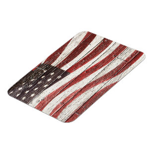 Magnet Flexible Painted American Flag on Rustic Wood Texture