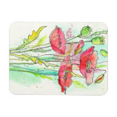 Magnet Flexible Painted watercolor poppies (Horizontal)