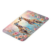 Magnet Flexible Paire de girafes dans un jardin pastel (Côté Gauche)