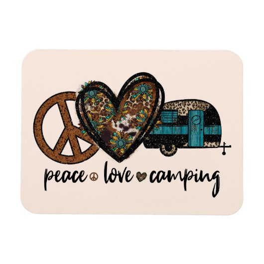 Magnet Flexible Paix, Amour, Camping (Horizontal)
