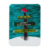 Palette sapin de Noël avec un aimant d'oiseau roug