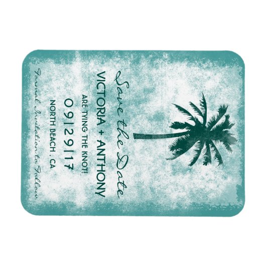 Magnet Flexible Palm Tree Plage Tropical Mariage Enregistrer La Da (Horizontal)