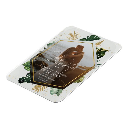 Magnet Flexible Palmiers Tropicaux Photo Gilded Enregistrer La Dat (Côté Gauche)