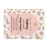 Magnet Flexible Pampas de Christening fleurs d'or rose invitation (Horizontal)