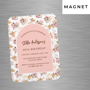 Magnet Flexible Pampas fleur rose or luxe anniversaire invitation