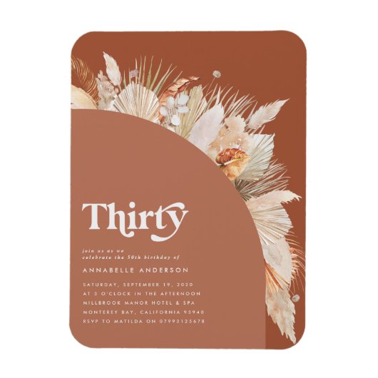 Magnet Flexible Pampas moderne herbe 30e anniversaire terre cuite (Vertical)