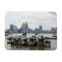 Panama City Skyline Avec Bateaux De Pêche