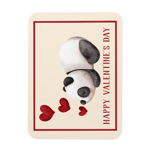 Magnet Flexible Panda et Coeurs doux Saint Valentin (Vertical)