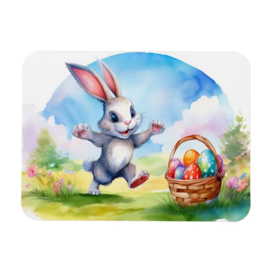 Magnet Flexible Panier lapin et oeufs de Pâques (Horizontal)