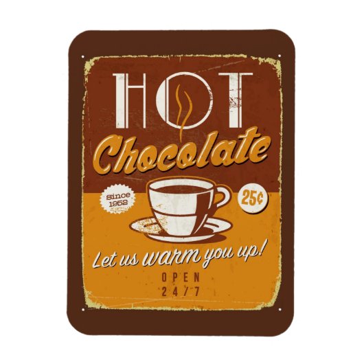 Magnet Flexible Panneau métallique vintage - Chocolat chaud (Vertical)