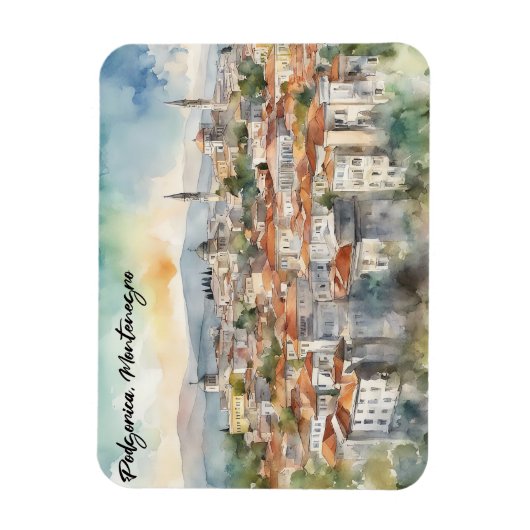 Magnet Flexible Panorama de Podgorica Monténégro (Vertical)