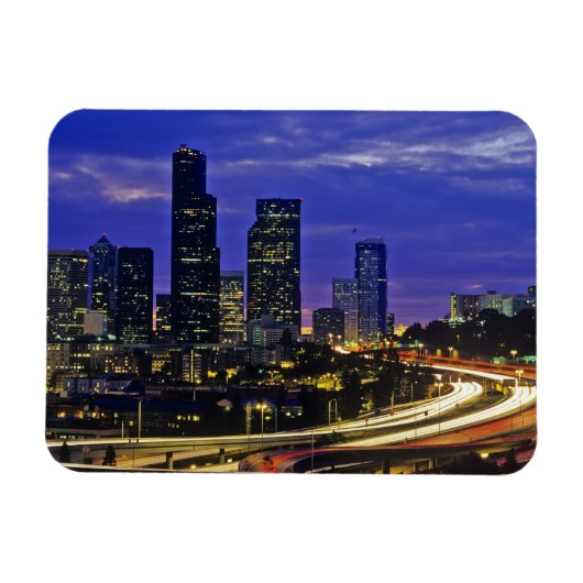 Magnet Flexible panorama de Seattle, Washington la nuit (Horizontal)