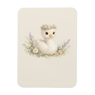 Magnet Flexible Papeterie aquarelle élégante de bébé cygne fleur s