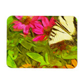 Magnet Flexible Papillon à queue jaune sur Fleurs Abstrait (Horizontal)