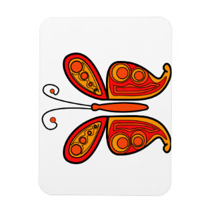 Magnet Flexible Papillon artistique rouge orange et jaune