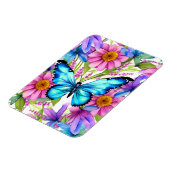 Magnet Flexible Papillon bleu dans un champ de fleurs (Côté Gauche)