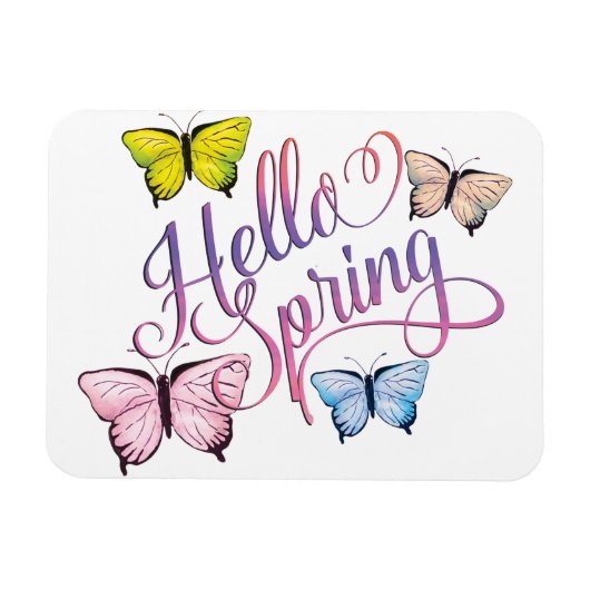 Magnet Flexible Papillon Bonjour printemps (Horizontal)