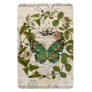 Magnet Flexible papillon botanique français de manuscrits de