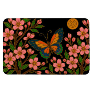 Magnet Flexible Papillon Fleur de Cerisier Lune