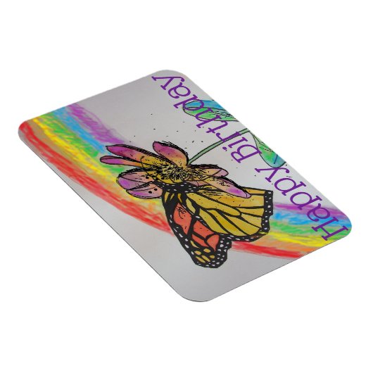 Magnet Flexible Papillon Monarque Arc-en-Ciel Peinture Aimant Anni (Côté Droit)