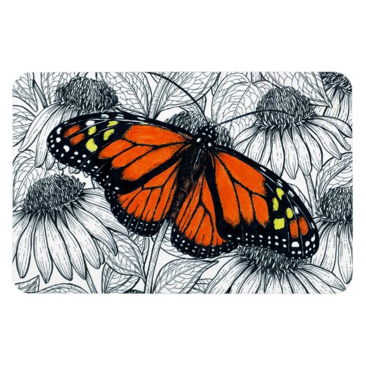 Magnet Flexible Papillon monarque sur coneflowers (Horizontal)
