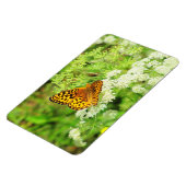 Magnet Flexible Papillon noir et orange sur Fleurs blanches (Côté Gauche)