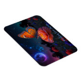 Magnet Flexible Papillon orange ramassant du pollen au clair de lu (Côté Droit)