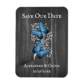 Magnet Flexible Papillon Rustique Bleu Enregistrer l'aimant Date (Vertical)