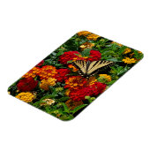 Magnet Flexible papillon swallowtail jaune fleurs orange & rouges (Côté Gauche)