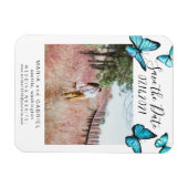 Magnet Flexible Papillons bleus Frame Wedding Enregistrer la Date  (Horizontal)