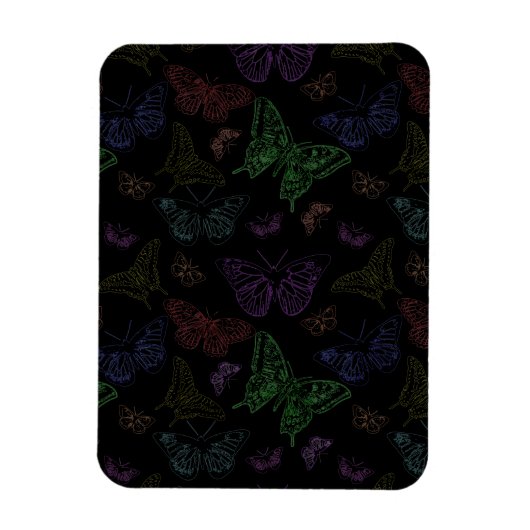Magnet Flexible Papillons couleur noir et arc-en-ciel volants (Vertical)