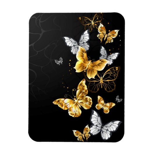Magnet Flexible Papillons dorés et blancs (Vertical)