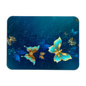 Magnet Flexible Papillons dorés sur fond bleu (Horizontal)
