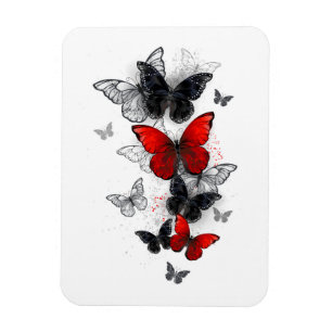 Magnet Flexible Papillons noirs et rouges volants
