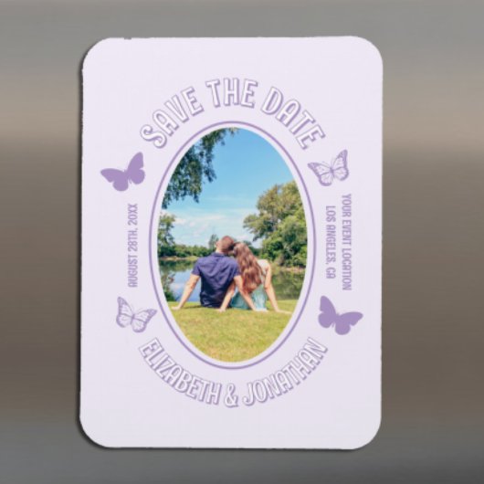 Magnet Flexible Papillons Violets Sauvegarder La Date