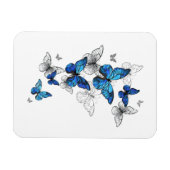 Magnet Flexible Papillons volants bleus Morpho (Horizontal)