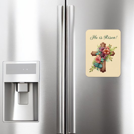 Magnet Flexible Pâques "Il est ressuscité" Croix florale