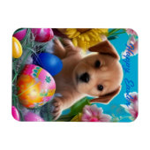 Magnet Flexible Pâques Puppy Fleurs et Oeufs Fête (Horizontal)