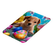 Magnet Flexible Pâques Puppy Fleurs et Oeufs Fête (Côté Gauche)